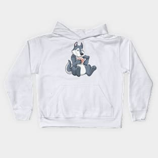 Wolf at Poker with Poker cards Kids Hoodie